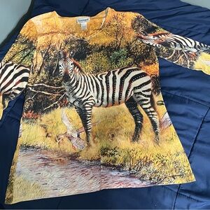 Serengeti Yellow & Black Zebra Scene Long-Sleeve Tee